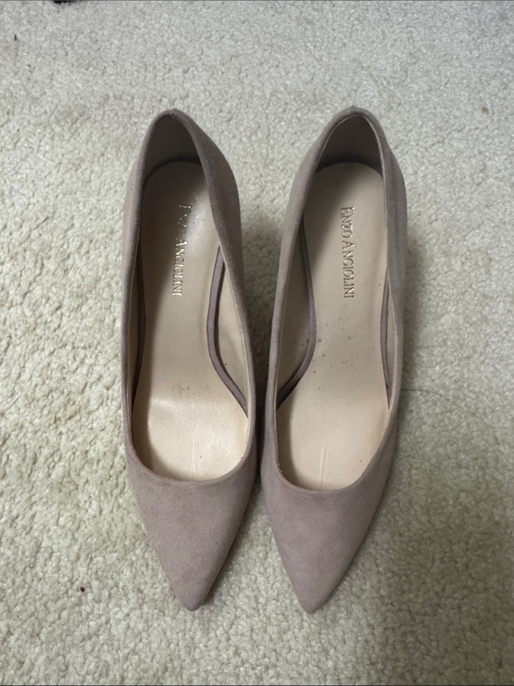 Enzo Angiolini Suede Pointed-Toe Pumps in Taupe